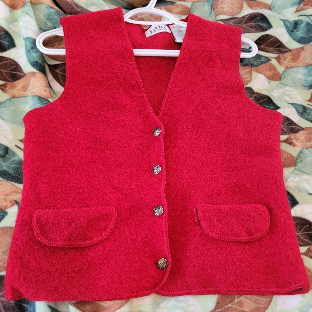 Tabi Red Wool Vest Size S